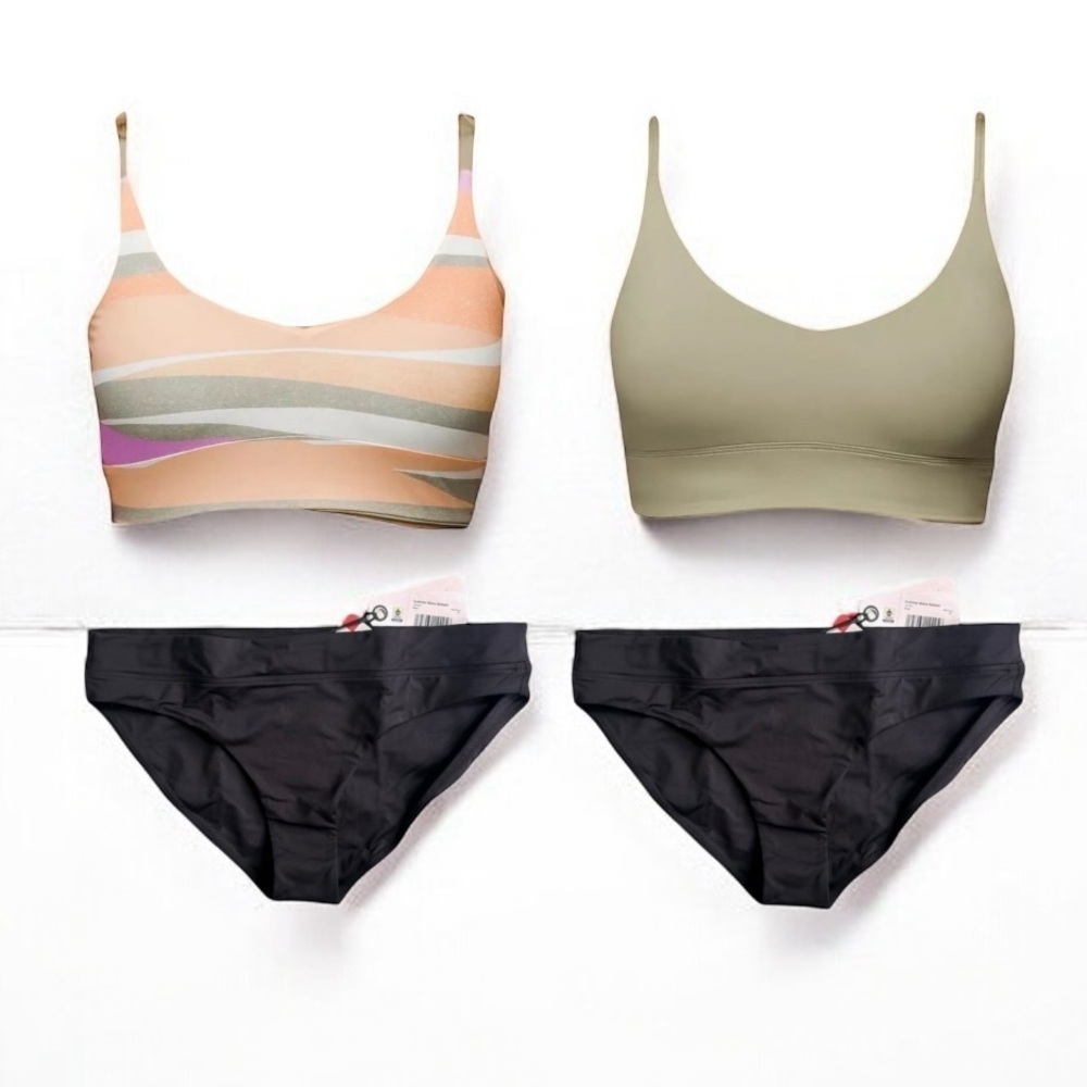 🌻NEW w.tags Prana Small Willow Falls Reversible Top + Black Summer Wave Bottom